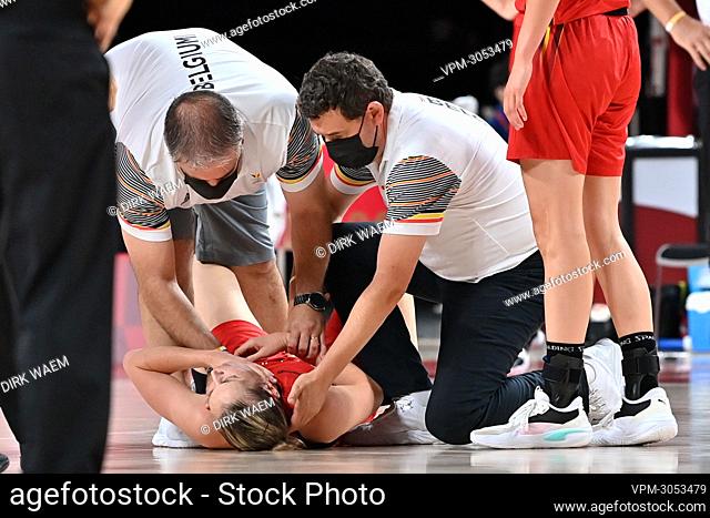 Belgian Cats Kim Mestdagh pictured during a basketball game between Belgium's Belgian Cats and China, in the women's preliminary round group C