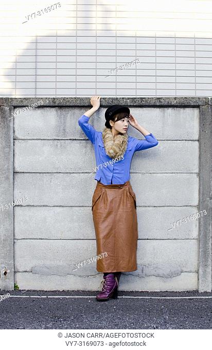 Japanese Girl Poses On Street Jiyugaoka Stock Photo 1200162037