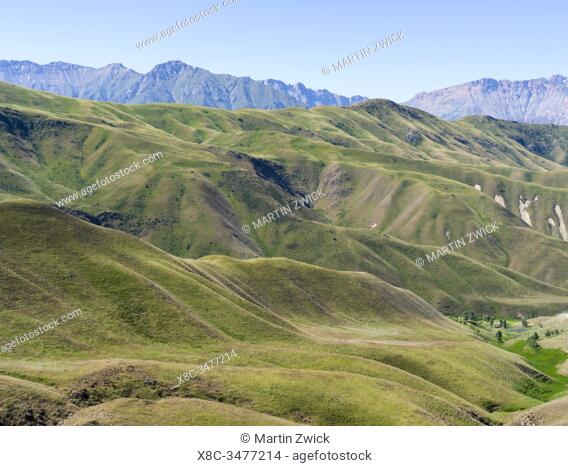 Landscape near Kazarman in the Tien Shan mountains or heavenly mountains in Kirghizia. Asia, central Asia, Kyrgyzstan