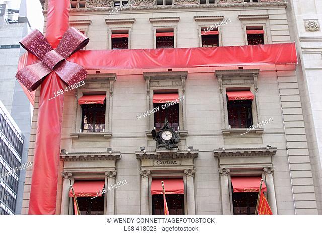 Cartier Gift Wrapped For Christmas Season 5th Avenue Manhattan New York City USA