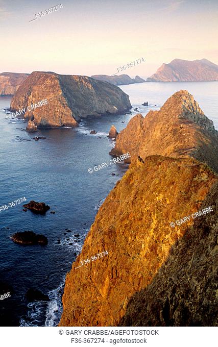 Morning light over Pacific Ocean from Inspiration Point, East Anacapa Island. Channel Islands National Park. California. USA