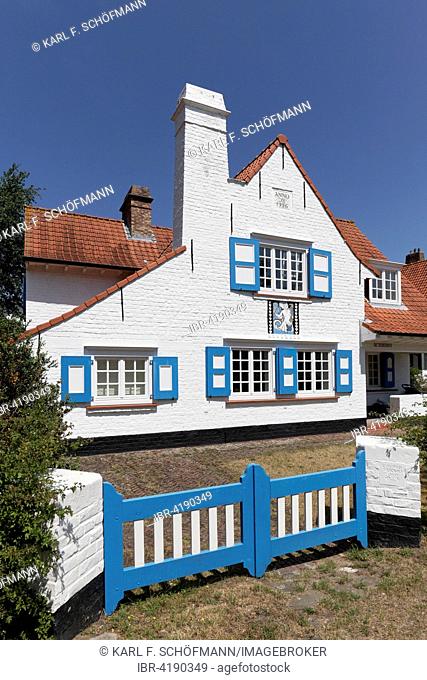 White Villa from 1926, country house style, historic uptown de Concessie, seaside resort De Haan, Belgian Coast, West Flanders, Belgium