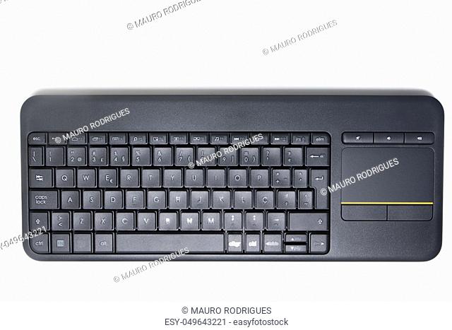 Close up view of a isolated black keyboard for pc or tv