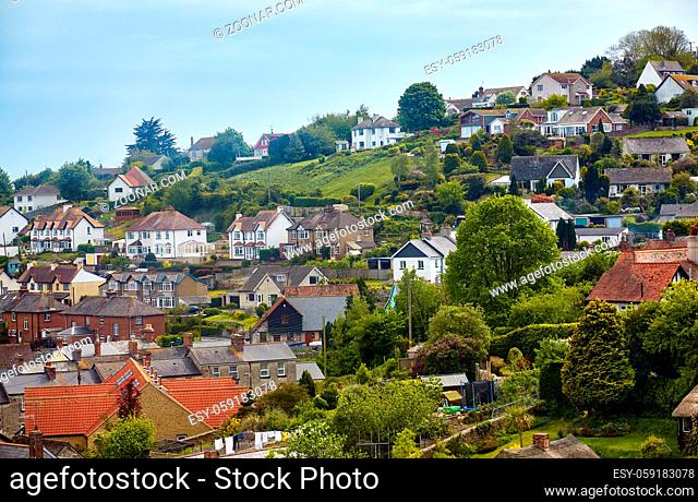The view of the fishing village of Beer which faces Lyme Bay on East Devon's Jurassic Coast. England