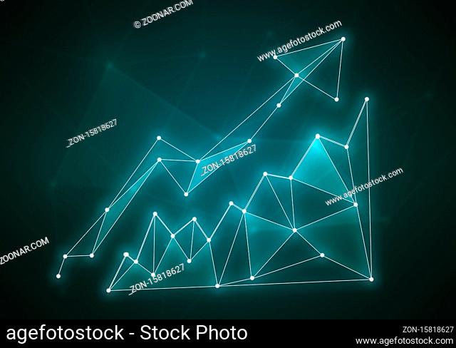 Minimalistic color styled growing graph on dark background
