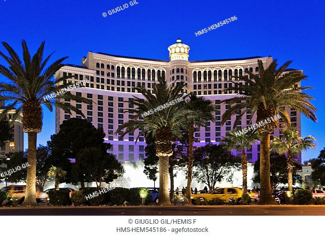 United Statess, Nevada, Las Vegas, Bellagion casino hotel on the Strip boulevard