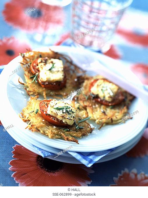 potato cakes with tomato and goat's cheese topic: budget meals
