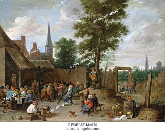 A village inn with peasants dancing and merry making to the music of a hurdy-gurdy by Teniers, David, the Younger (1610-1690)/Oil on...