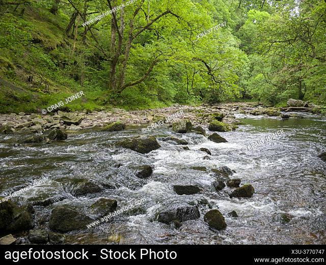 The River Mellte below the Sgwd Clun-gwyn waterfall in the Brecon Beacons National Park, South Wales