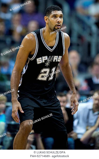 Tim Duncan of the San Antonio Spurs in action during the NBA Global Games match between Alba Berlin and San Antonio Spurs at O2 World in Berlin, Germany