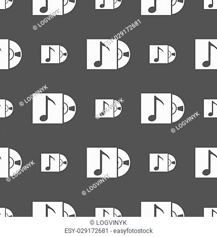 cd player icon sign. Seamless pattern on a gray background. Vector illustration