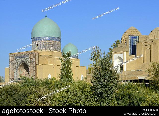 Uzbekistan, Unesco World Heritage Site, Samarkand, Chah-i-Zinda necropolis, Qazi Zadeh Rumi mausoleum (15th C)