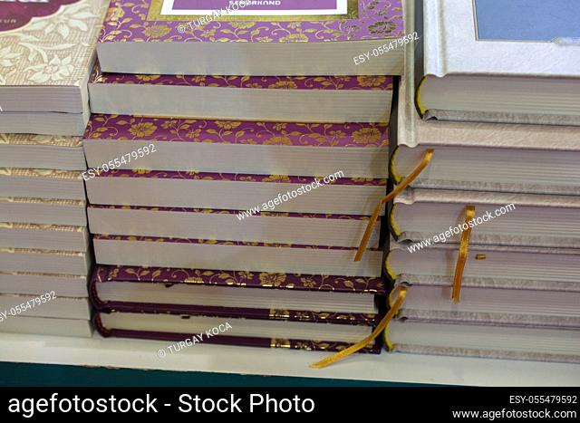 Stack of books stored as Education and business concept