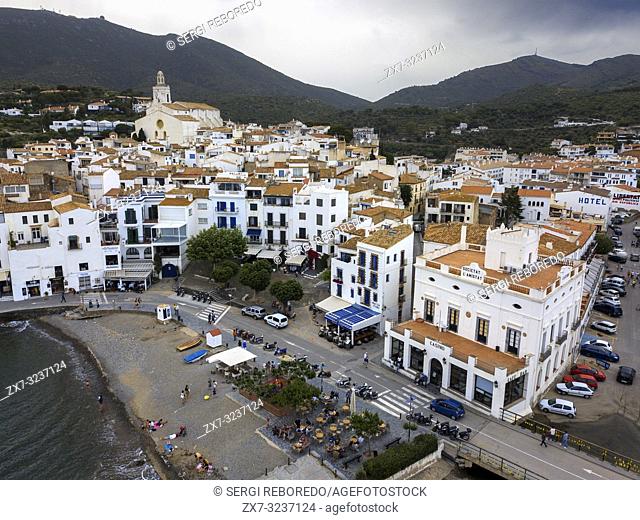 Cadaques, a small coastal town, is the people of the Catalan painter Salvador Dalí. The Church of Cadaqués is a symbol. Costa Brava, Girona Catalonia Spain