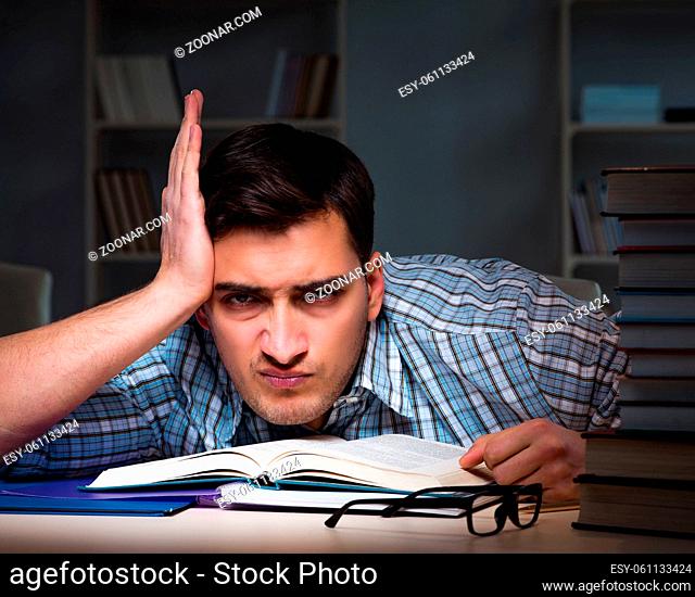 The student preparing for exams late at night