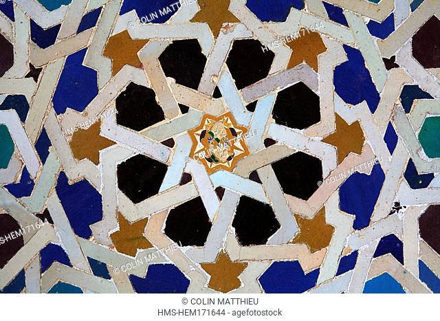Spain, Andalusia, Granada, Alhambra, Nasrid dynasty's palace, Muexar, azulejos
