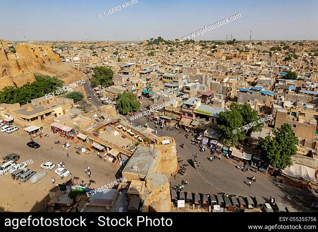 Detail of Jaisalmer is called the golden city because their houses was built from limestones that have golden color