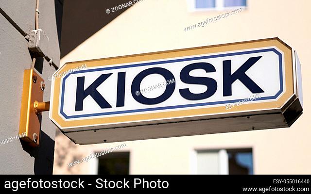 kiosk sign on building exterior in Germany - a kiosk is a small shop or retail store