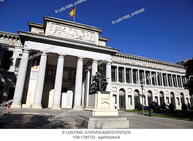 Prado Museum and the monument in front Velazquez, Madrid, Spain, Europe