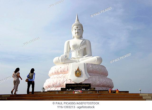 big buddha statue at Pasak Jolasid Dam , Ban Kaeng Sua Ten , near Lopburi , Central Thailand