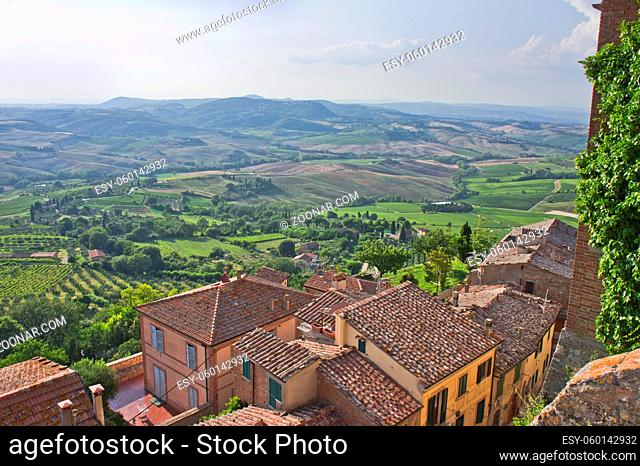Montepulciano in Tuscany, Old city panoramic view, Tuscany countryside landscape, Italy, Europe