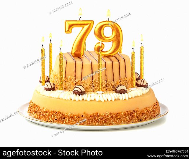 Festive cake with golden candles - Number 79