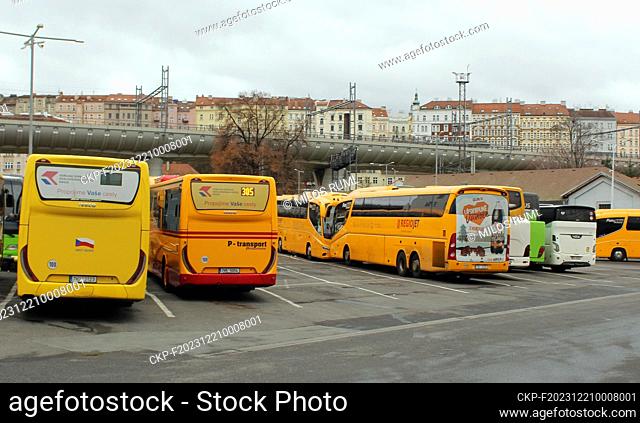 Buses at Prague Florenc bus station, Czech Republic, December 21, 2023. (CTK Photo/Milos Ruml)
