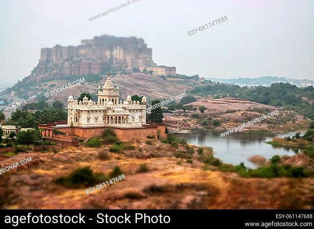 Tilt shift lens - Jaswant Thada is a cenotaph located in Jodhpur, in the Indian state of Rajasthan. Jaisalmer Fort is situated in the city of Jaisalmer