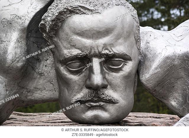 Head sculpture of Finnish composer Jean Sibelius. Sibelius Park and Monument. Helsinki, Finland, Europe