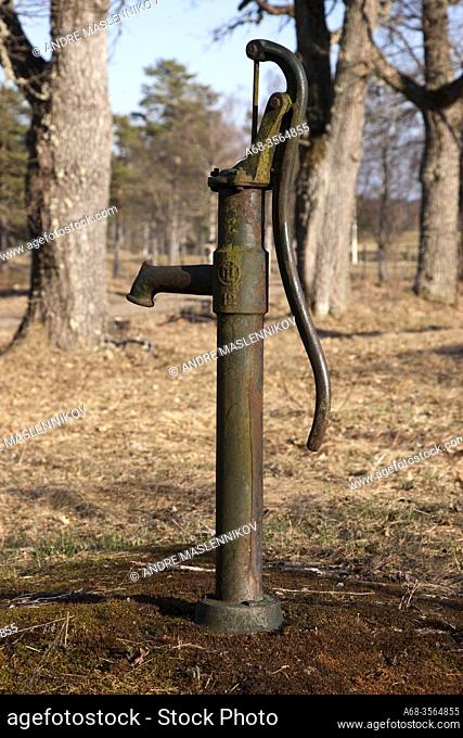 Water pump at the abandoned primary school at Finnbo mill, Dalarna. Sweden. Photo: André Maslennikov
