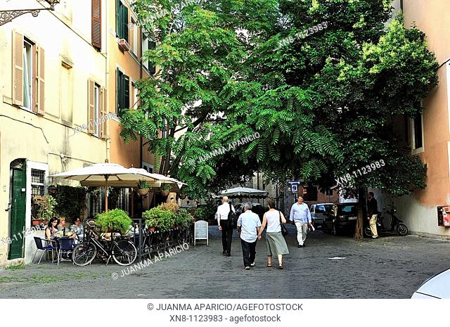 Trastevere neighborhood located on the west bank of the Tiber, Rome