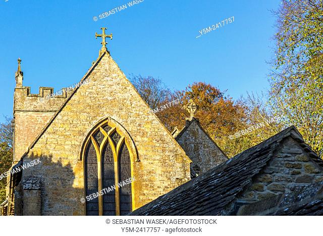 The Norman church of St Peters in the village of Upper Slaughter, Gloucestershire, England, United Kingdom, Europe