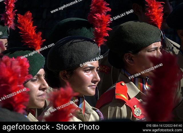 December 16, 2022, Dharamsala, India: Indian Army during honor guard at the Dharamsala War memorial on the occasion of Vijay Diwas, in Dharamsala