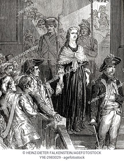 Execution of Marie Antoinette or Maria Antonia Josepha Johanna, 1755 - 1793, Queen of France