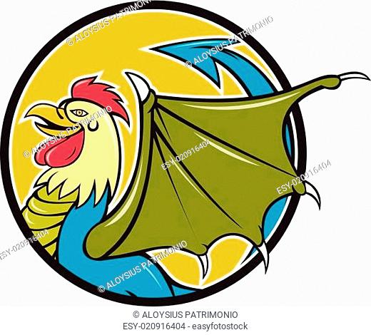 Basilisk Bat Wing Circle Cartoon