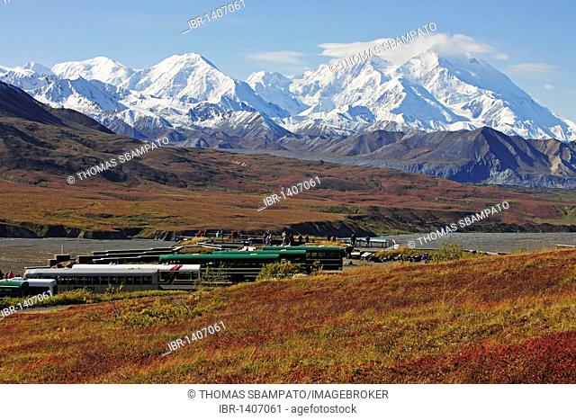 Mt McKinley, highest mountain of North America, view from the Eielson Visitor Center, Denali National Park, Alaska