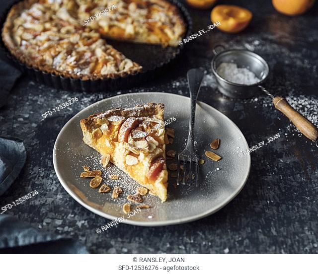 Rustic apricot tart made with fresh apricots and frangipane