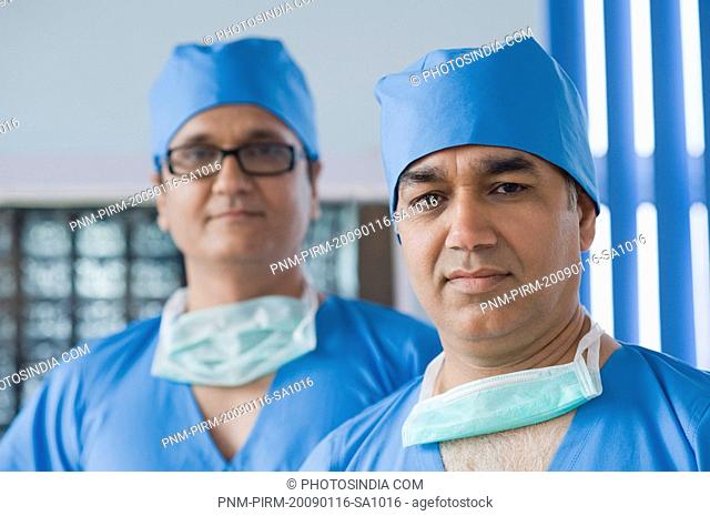 Portrait of two surgeons, Gurgaon, Haryana, India