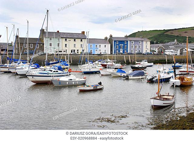Aberaeron. A seaside resort town in Ceredigion, Wales. Situated between Aberystwyth and Cardigan