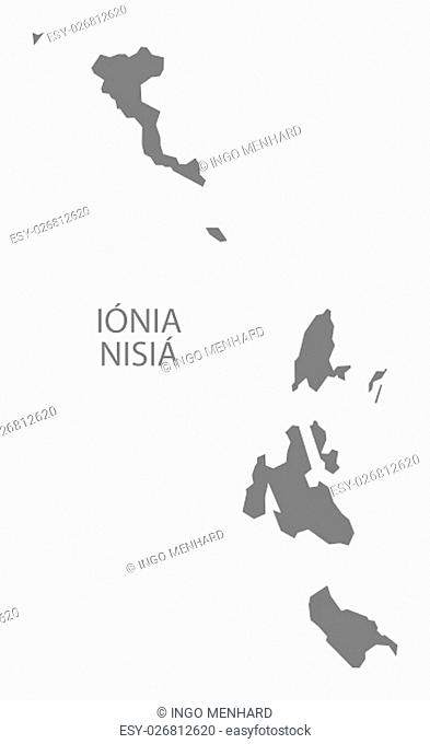 Ionia Nisia Greece Map in grey