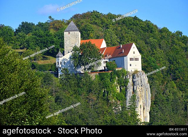 View of Prunn Castle near Essing, Lower Bavaria, Bavaria, Germany, Europe