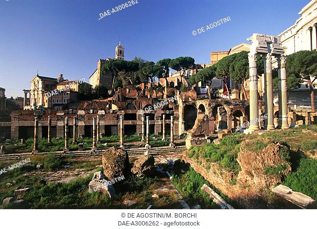 Caesar's Forum and columns of the Temple of Venus Genetrix, Imperial Forums, Rome (UNESCO World Heritage Site, 1980), Lazio, Italy, Roman civilization