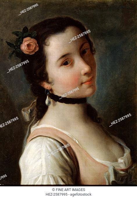'A Girl with a Rose', mid 18th century. Found in the collection of the State Open-air Museum Oranienbaum, Russia