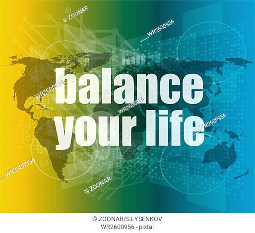 Life style concept: words balance you life on digital screen vector quotation marks with thin line speech bubble. concept of citation, info, testimonials