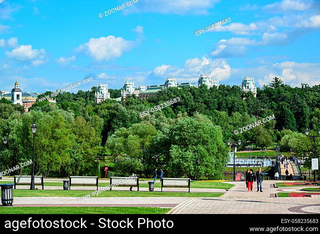 Moscow, Russia - June 08. 2016. General view of the park Tsaritsyno in summer