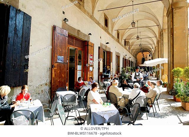 Italy, Arezzo, Cafe Vasari Loggien
