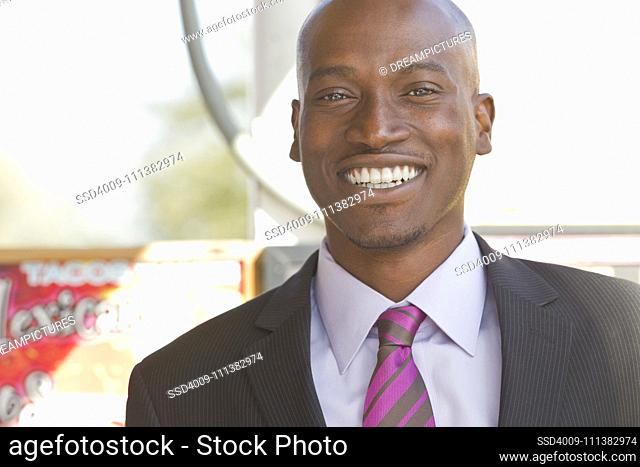 Smiling African American businessman