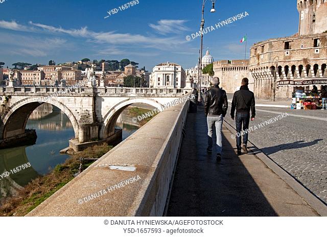 Rome, Italy, St Angelo castle, St Angelo bridge