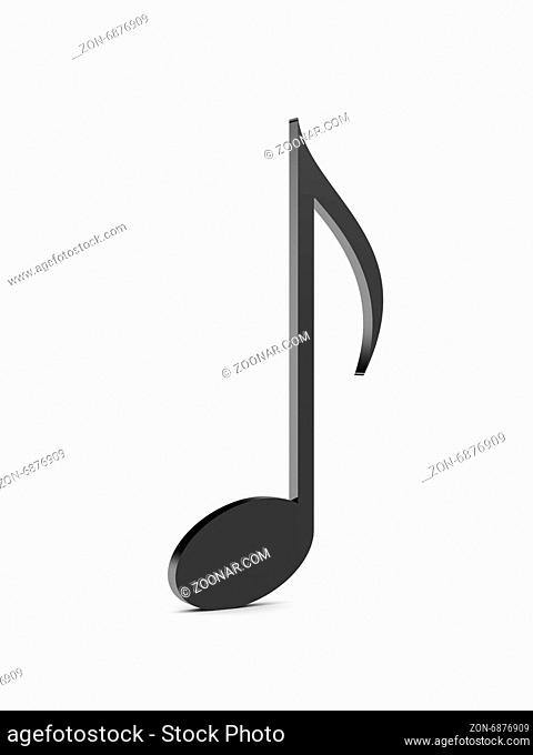 Single black musical note, isolated on white background