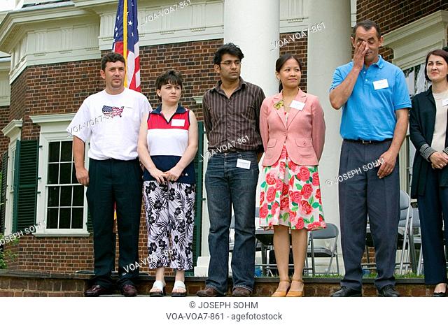 76 new American citizens at Independence Day Naturalization Ceremony on July 4, 2005 at Thomas Jefferson's home, Monticello, Charlottesville, Virginia